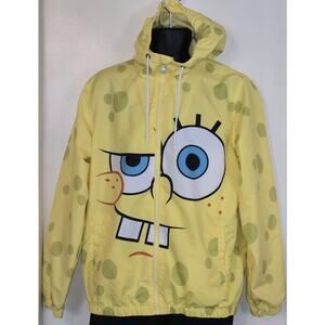 Members Only x Nickelodeon Sponge Bob Yellow Windbreaker Jacket Hooded Me AOP